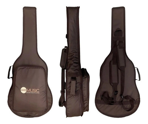 Capa P/ Violão Almofadada Luxo Cargo Vogga Marrom 0