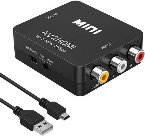 Conversor Rca A Hdmi Adaptador 1080p Camara Consola Play Led 0