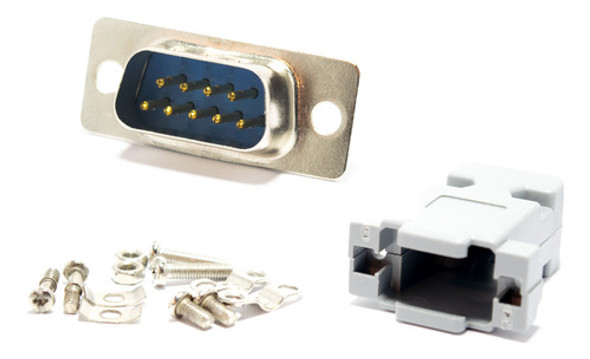 5 Conectores Db9 Macho Para Cable Con Tapa 0