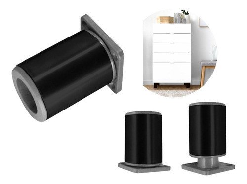 Pata Bajo Mesada Redonda Aluminio Negra Regulable 50mm 0