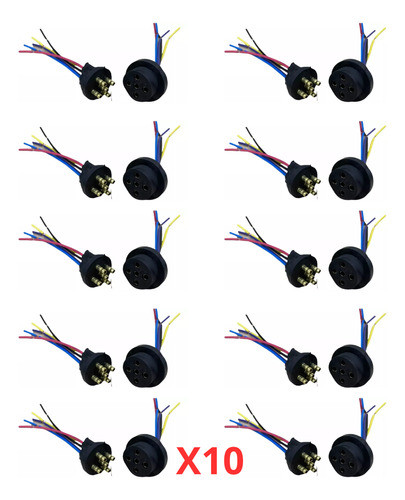 Kit X10 Ficha Trailer Goma 5 Vias Macho Y Hembra Conector 1