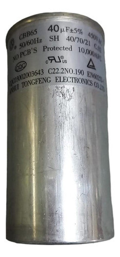 Capacitor Noblex De 40 Microfalarios 450 V Ac Metalico 0