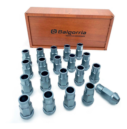 Kit 20 Tuercas Rueda Aluminio Abierta Gris 12x1.25 + Caja 1