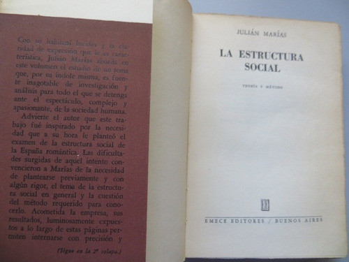 La Estructura Social Julian Marias Grandes Ensayistas Emece 1