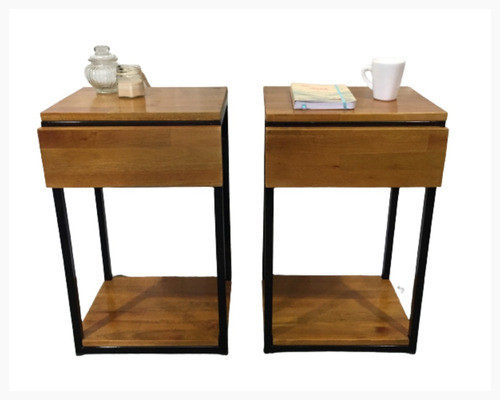 Mesa De Luz Con Cajón Estilo Industrial X2 Unidades 0