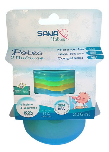 Kit 4 Potes Papinha E Alimentos Com Tampa Bebês 236ml Menino 1
