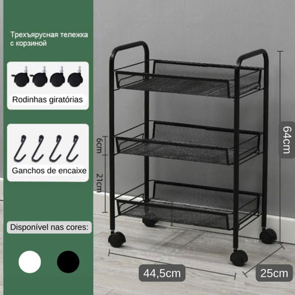 Carrinho Organizador Multiuso Prateleiras C/ Rodinha Metal 1