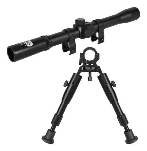 Bipé Retrátil Tmc 1285 Alumínio Cano 11-19mm Com Luneta 4x20 0