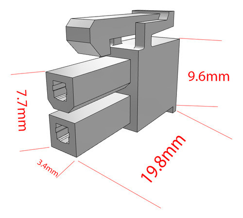 Conector Housing Hembra Cable .165 4.2 Molex Mx39 2 Vias X10 1