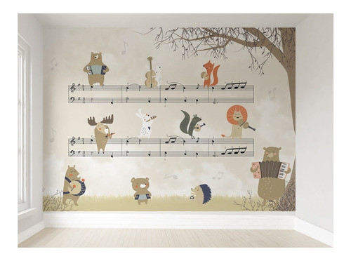 Papel De Parede Safári Musical Autocolante Vr24 5m² 0