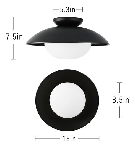 Pirxxiy Soft Black 15in Semi Flush Mount Plafón Lámpara, Pan 1