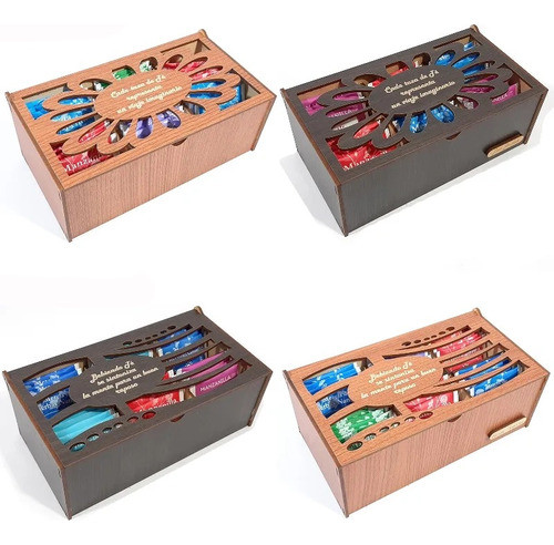 Caja De Te 6 Divisiones C/té. Madera, Regalos, Fibrofacil 0