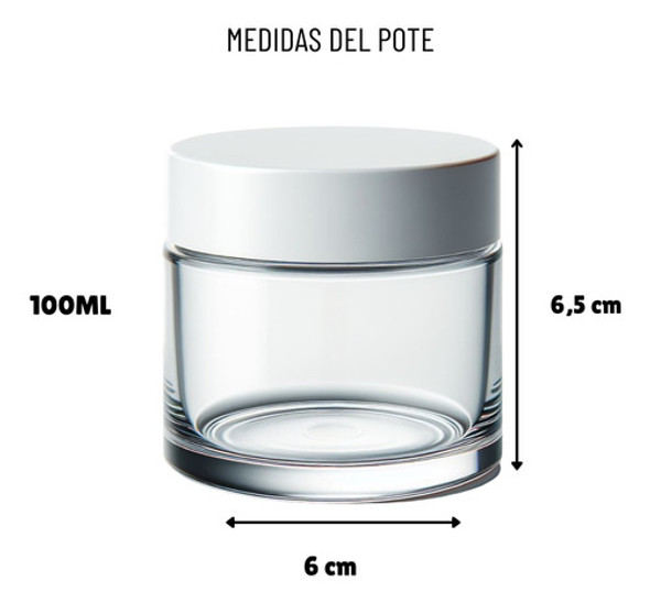 100 Potes Recto Vidrio Incoloro 100ml Tapa Blanca 1