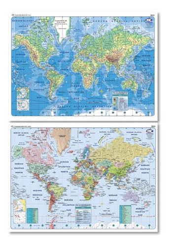 Mapa Planisferio Fis/pol. 95x130bifaz +2 Marcadores Gratis 0