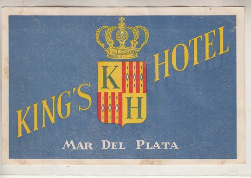 1950 Mar Del Plata Etiqueta Luggage King's Hotel Argentina 0