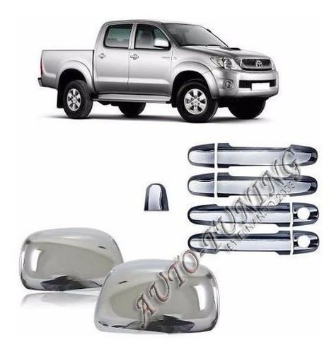 Kit De 4 Cubre Manijas Y 2 Cachas Espejos Cromadas Hilux 1
