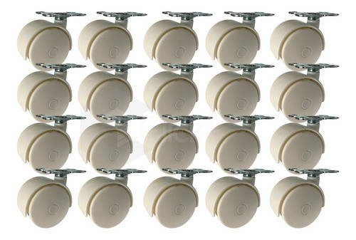 Conjunto 20 Rodizio Roda Rodinha Branca P Gavetoes Chapa Ret 0