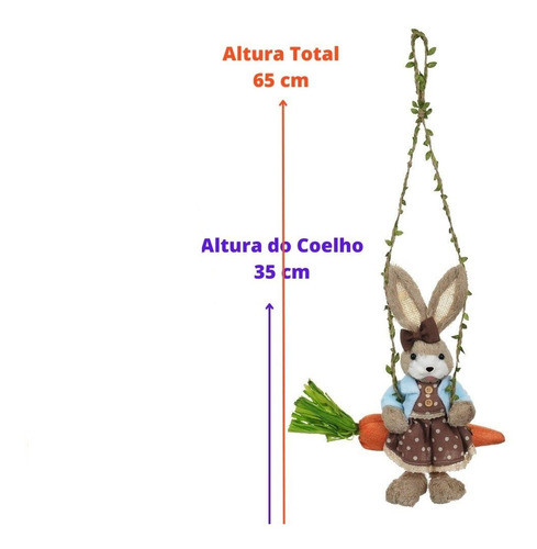 Decoração Páscoa Coelho Fêmea Sisal No Balanço Com Roupinha 1
