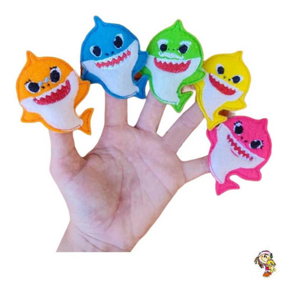 Titeres De Dedo Set X 5 Baby Shark Bordados 1