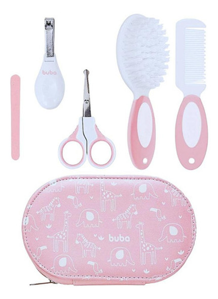 Kit Cuidados Com Bebê Com 9 Itens Estojo Rosa Buba 0