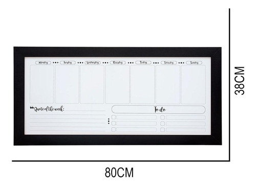 Quadro Branco Planner Comand Center Preto 80x38cm Stalo 1