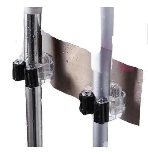 Soporte Doble Escobero Adhesivo Escoba Organizador Colgar 0
