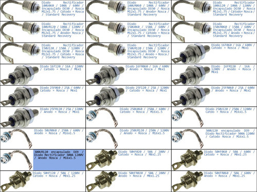 300ur120 Diodo Rectificador 300a 1200v Anodo Rosca M16x1.5-p 1