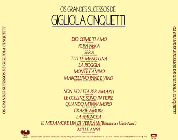 Cd  Os Grandes Sucessos De Gigliola Cinquetti (1983) 1