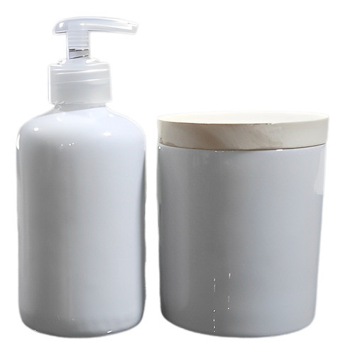Kit Higiene 2 Peças - Pote E Porta Álcool - Porcelana Branca 0