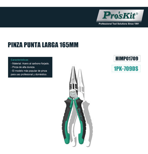 Pinza Alicate Punta Larga 1000v Proskit 1pk-709ds P 1