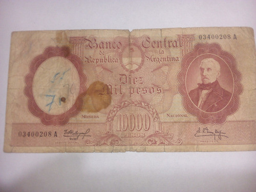 Billete Argentina 10000 Pesos (m/n) Col 546b 0