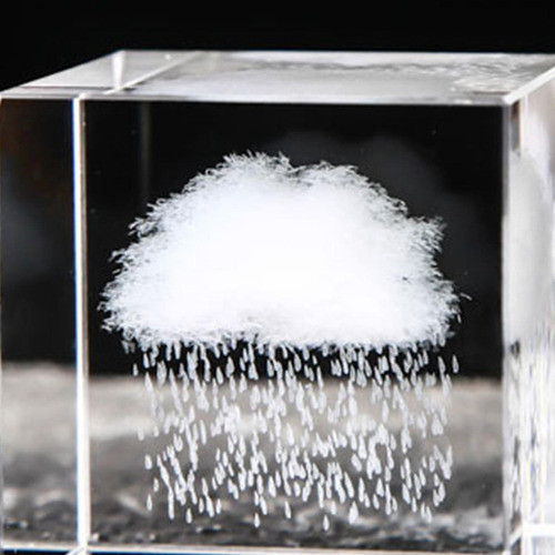 Cubo De Cristal 3d, Peso De Papel, Ornamentos De Chuva 1