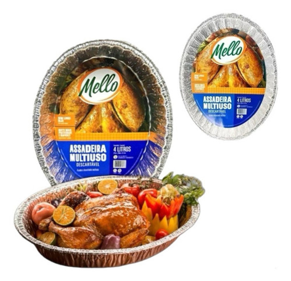 Assadeira Forma Aluminio Descartável 4l C/ 08 Unid. 0