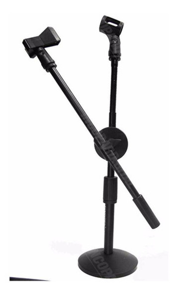 Pie De Microfono Doble De Mesa C/cuello Moon Pmm03d 0