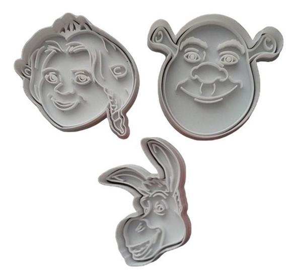 Cortante Galletita Fondant Shrek Fiona Burro X 3 Unidades 0