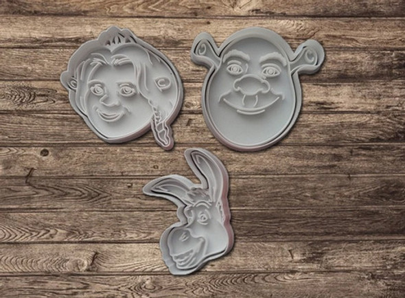 Cortante Galletita Fondant Shrek Fiona Burro X 3 Unidades 1