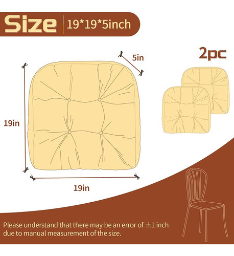 Focuprodu Juego De 2 Cojines Para Sillas De Exterior 19x19 C 1