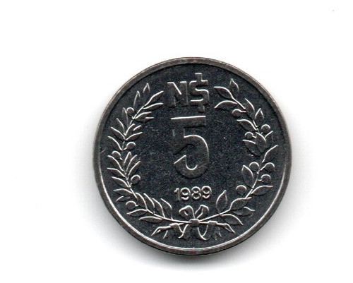 Uruguay Moneda 5 Nuevos Pesos Año 1989 Km#92 Sin Circular 0