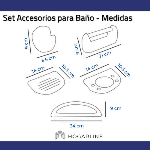 Set Kit Accesorios Baño 5 Piezas Loza Cerámica Losa 1