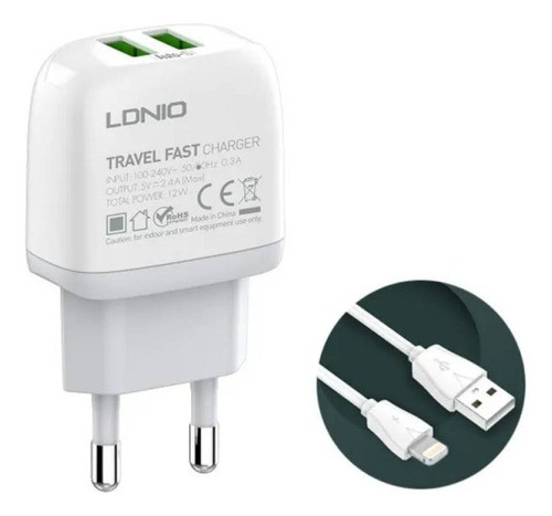 Cargador Lightning Ficha 2 Usb + Cable Lightning Garantido 0