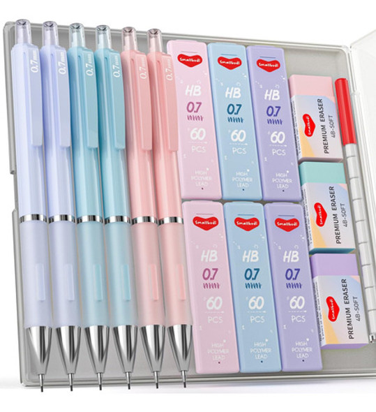 Smallbudi Juego 6 Lápices Mecánicos 0,7 Mm, Lápices Colores 0