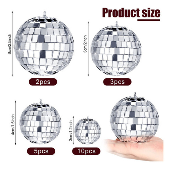20 Piezas De Espejo Colgante Bola De Discoteca De Cristal, M 1