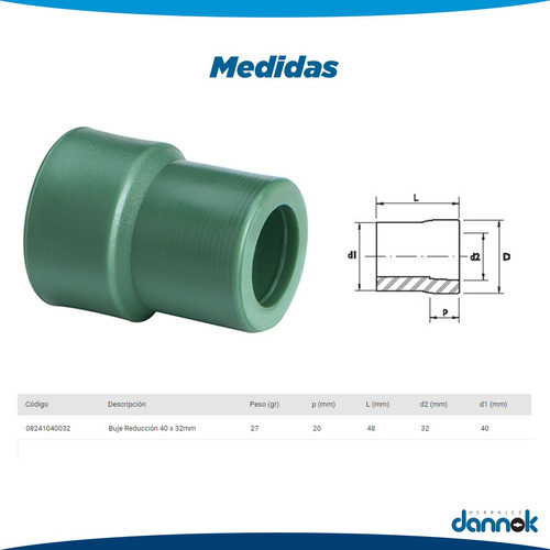 Buje Reduccion Agua Acqua System 40x32 Termofusion 1