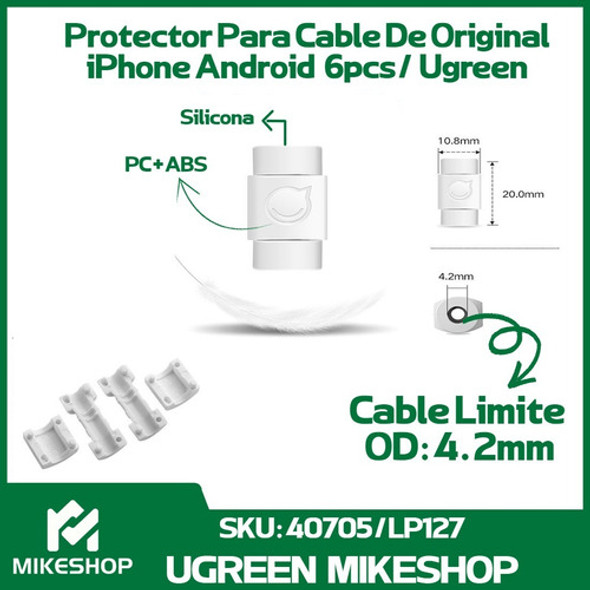 Protector De Cargador Cables Usb - Ugreen - 6 Pcs - Blanco 1 Protector De Cargador Cables Usb - Ugreen - 6 Pcs - Blanco 1