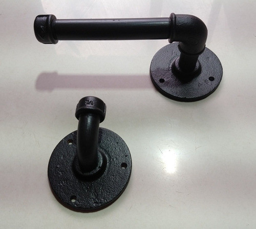 Kit Industrial P/ Baño Portarrollo Y Percha Ayromia Vintage 1