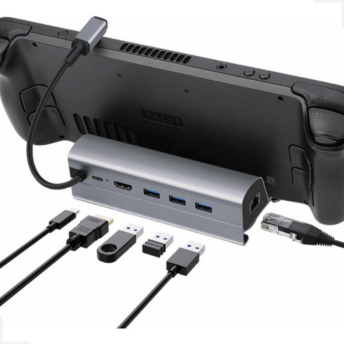 Suporte Dock Station Steam Deck Hdmi 4k 60hz Rj45 + Película 0