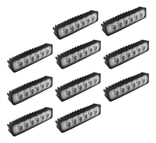 Juego 10 Faros Auxiliares Barra Rectangular 6 Led Calidad 0