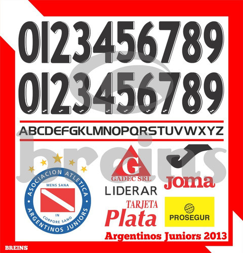 Vectores, Numeros. Camisetas Argentinos Jr.  2013 0