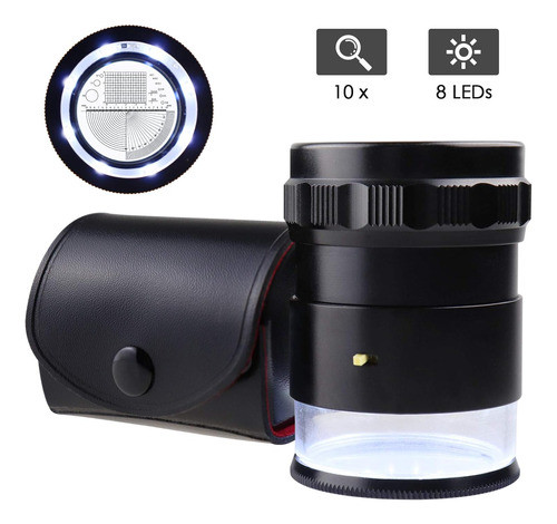 Lupas Iluminadas Joyeria Zoom 10x 25mm Escala Graduada 1
