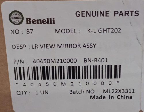 Espejo Izquierdo Benelli K-light202 1